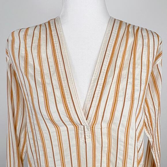Helmut Lang Striped Popover Tunic Top Size Small Cotton Silk Lagenlook Vacation - Picture 4 of 11